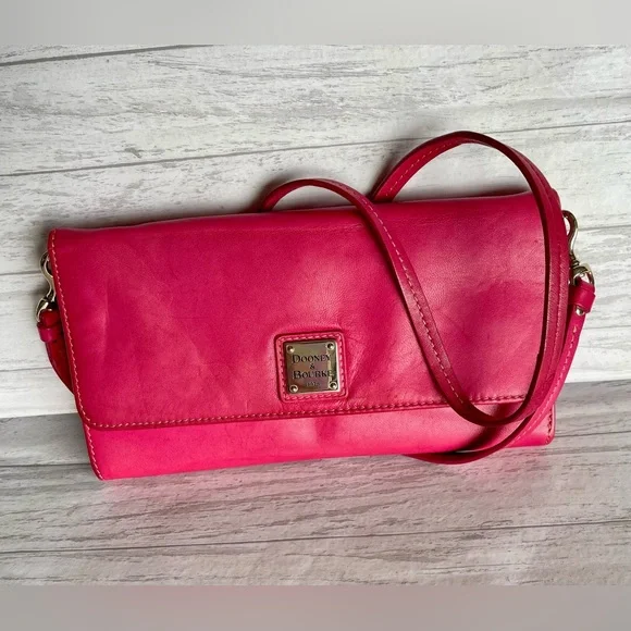 Dooney Bourke Bags Dooney Bourke Leather Hot Pink Clutch